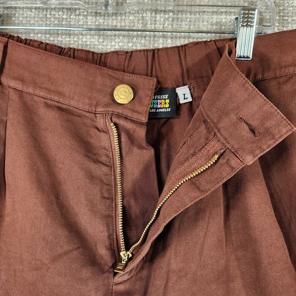 Big Bud Press Trousers Shorts Work 100% Cotton Womens L Burgundy Pleated - Picture 11 of 13